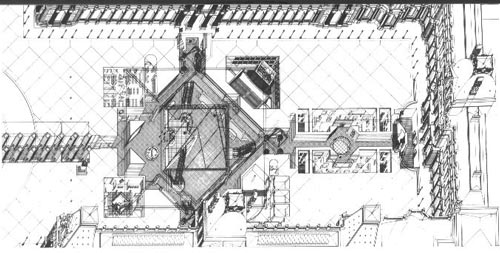 sketch of Louvre by I M Pei